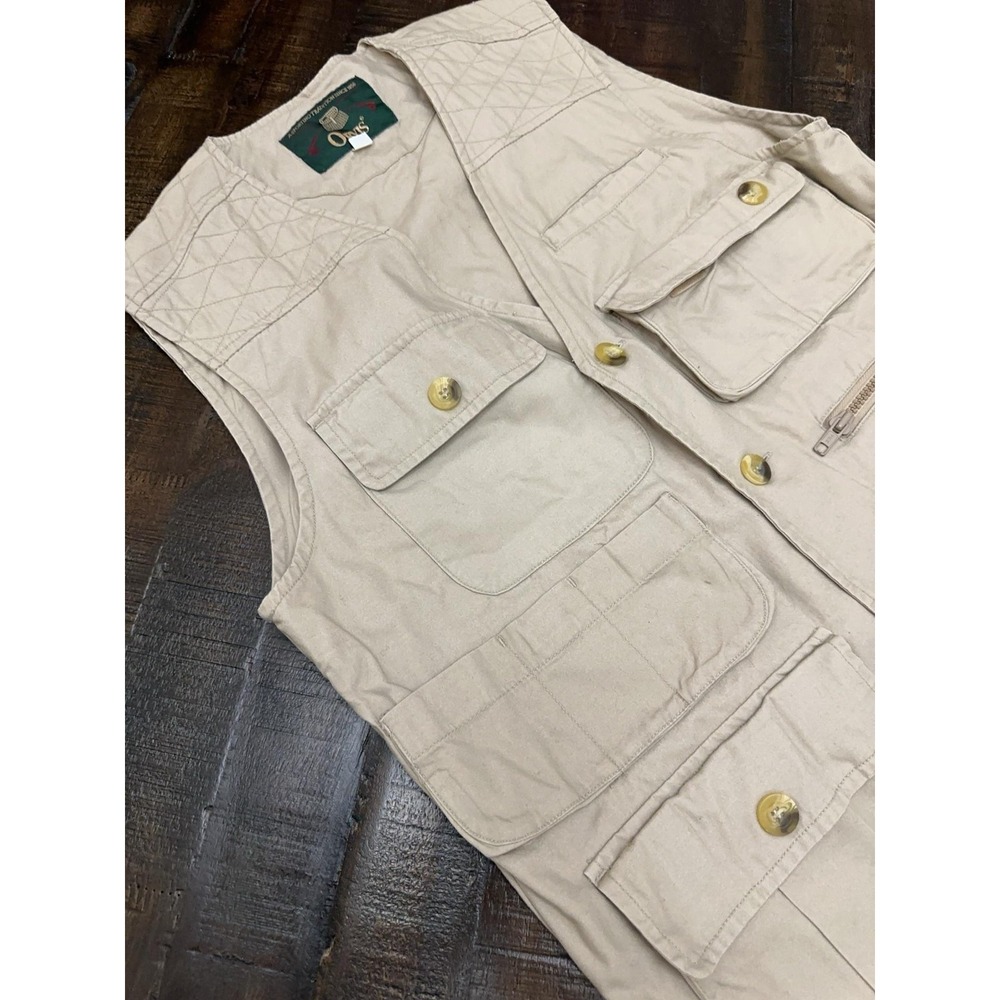 Vintage Orvis Vest Mens Small Beige Cotton Canvas Safari Fly Fishing Photography